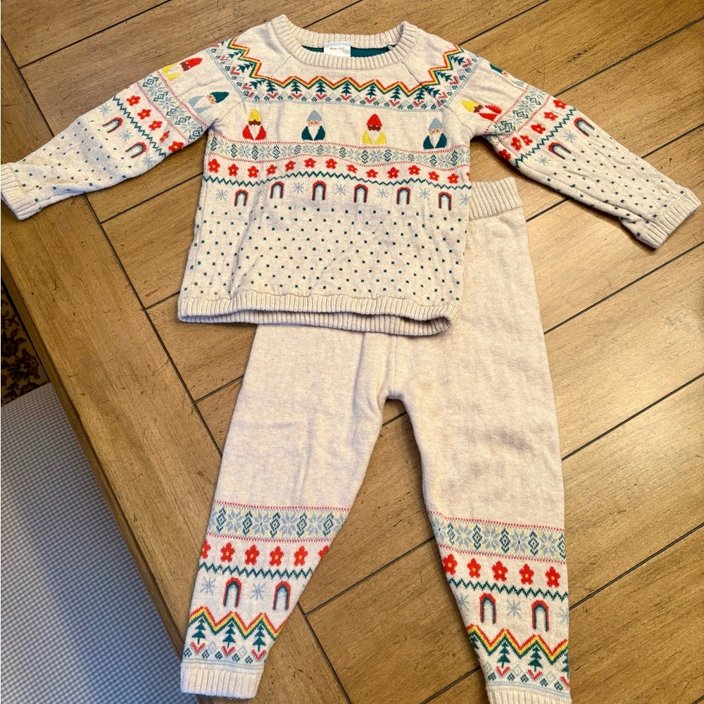 Hanna Andersson Gnome Fair Isle Sweater & Knit Leggings Set, 85 / 2T